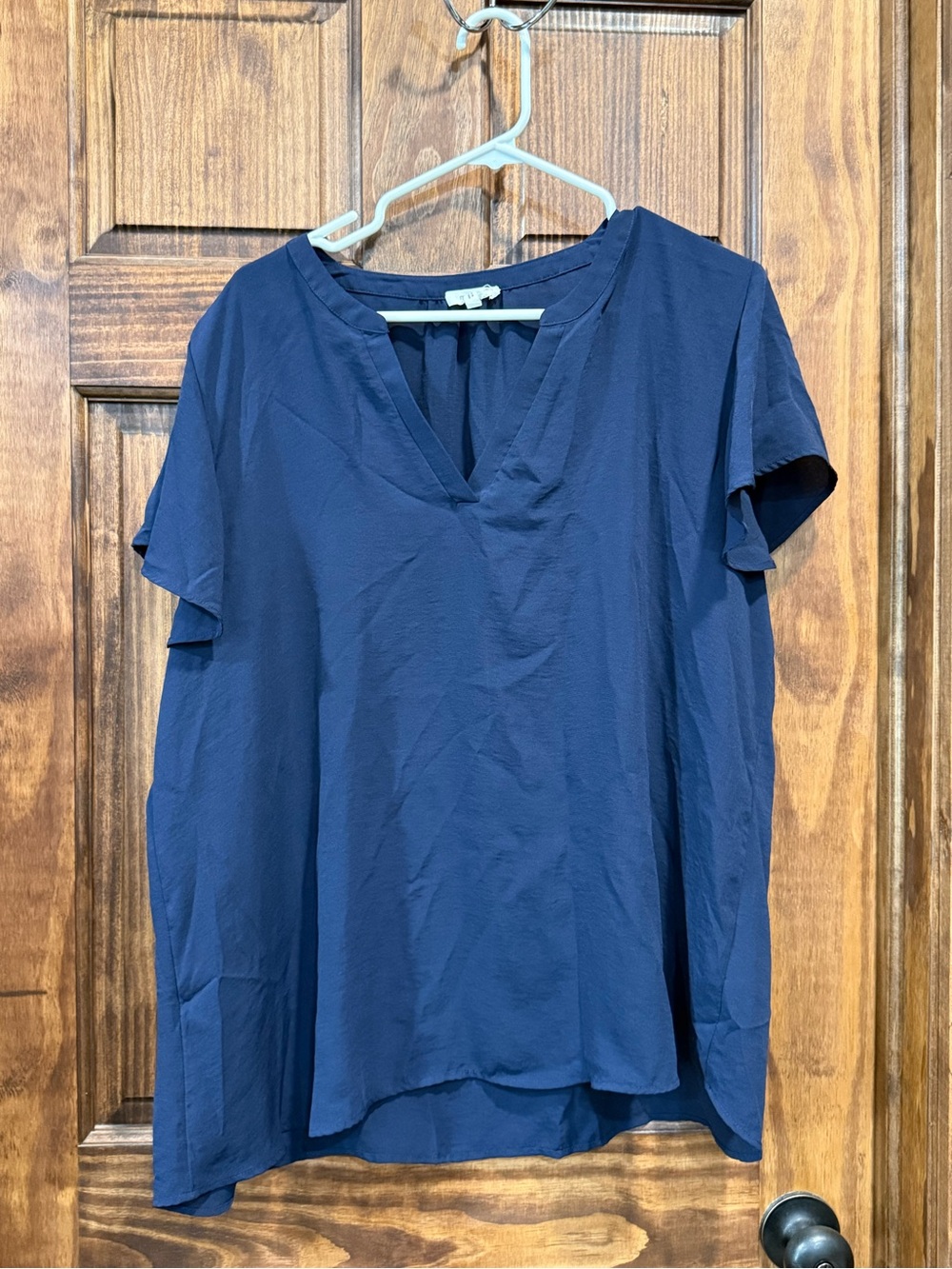 Maurices Navy V-Neck Short Sleeve Blouse
